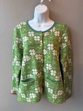Gudrun Sjoden 4-Leaf Clover Cotton Cardigan, Medium